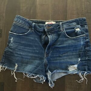 Wrangler Women's Distressed Dark Blue Jean Shorts